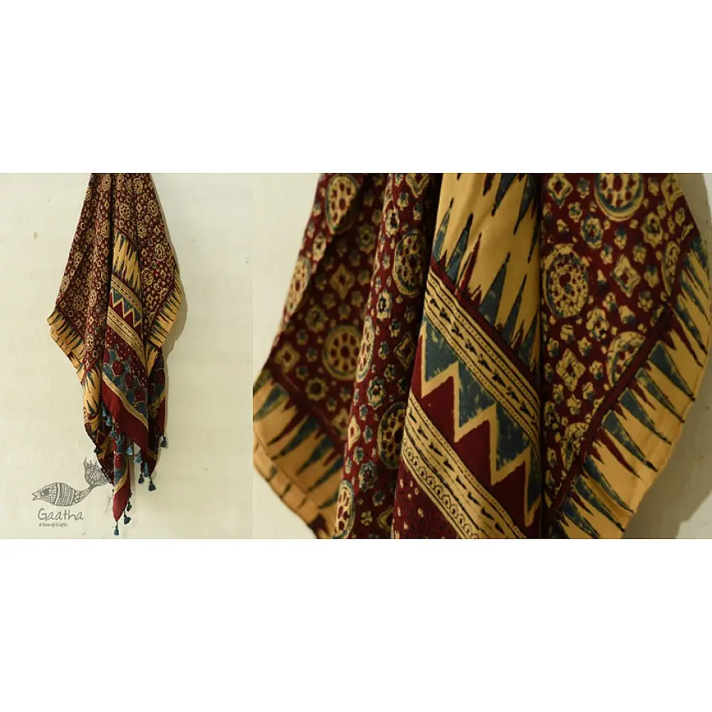 buy Ajrakh Printed Crape Dupatta