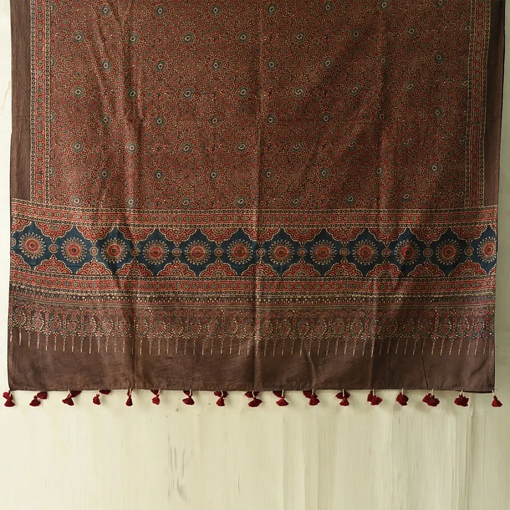 Handcrafted Ajrakh dupatta with pure cotton weave and natural dye finish