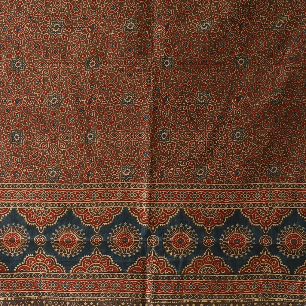 Handcrafted Ajrakh dupatta with pure cotton weave and natural dye finish