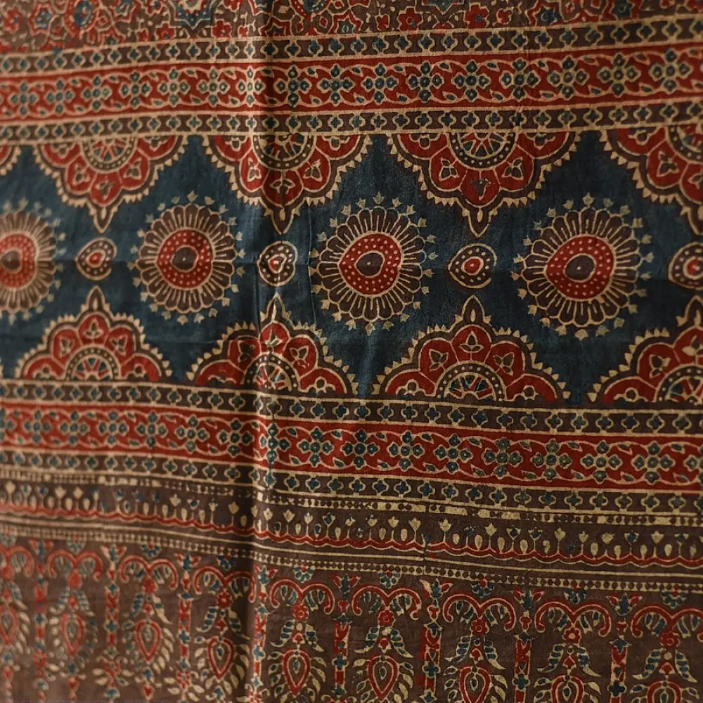 Handcrafted Ajrakh dupatta with pure cotton weave and natural dye finish