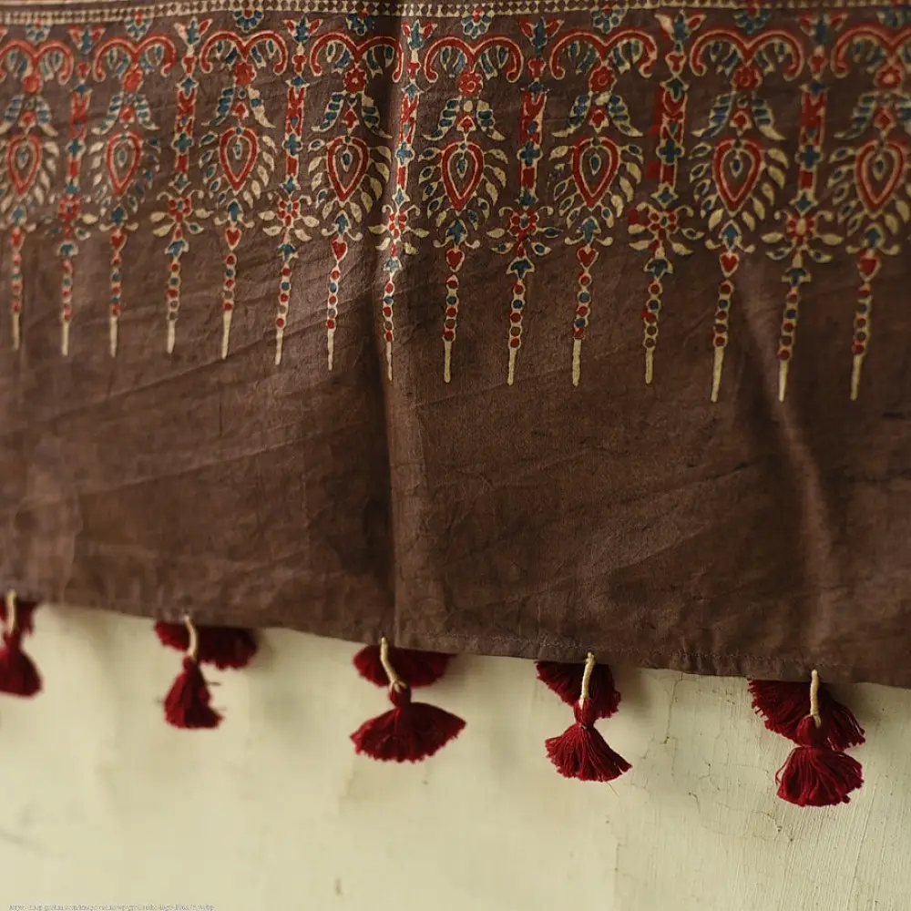 Handcrafted Ajrakh dupatta with pure cotton weave and natural dye finish