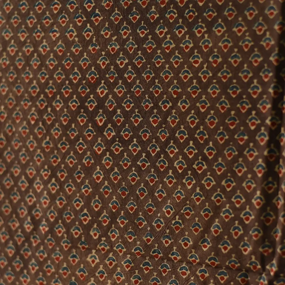 Ajrakh printed cotton dupatta with intricate hand carved block patterns