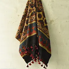 Sakhi . सखी ⁂ Ajrakh Block Printed Pure Cotton Dupatta (40)