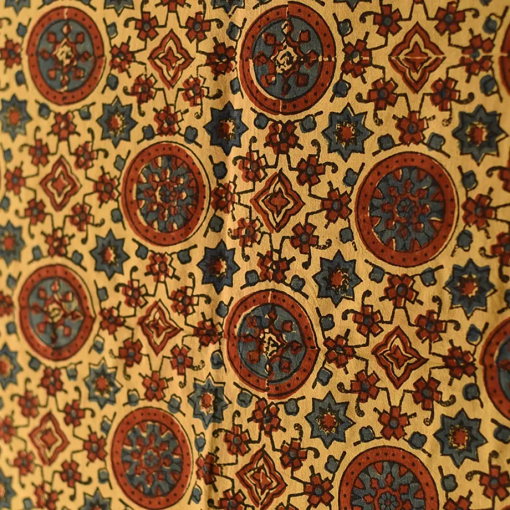 Shop Yellow Pure Cotton Dupatta Ajrakh Block Printed 