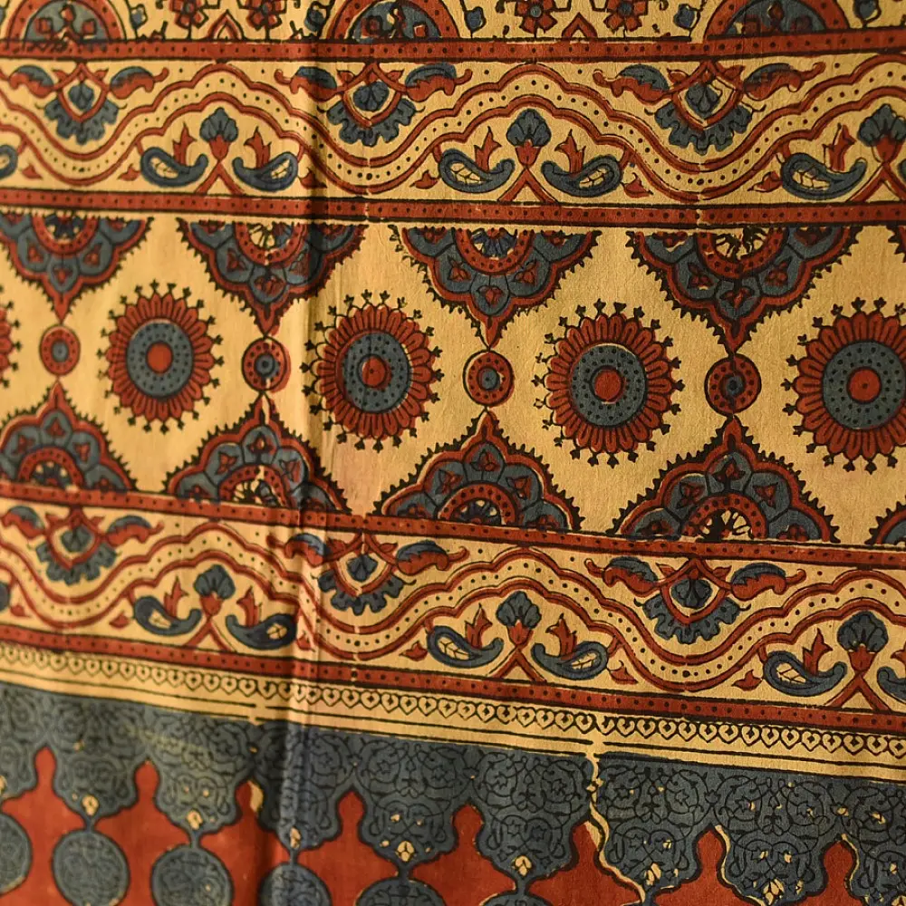 Shop Yellow Pure Cotton Dupatta Ajrakh Block Printed 