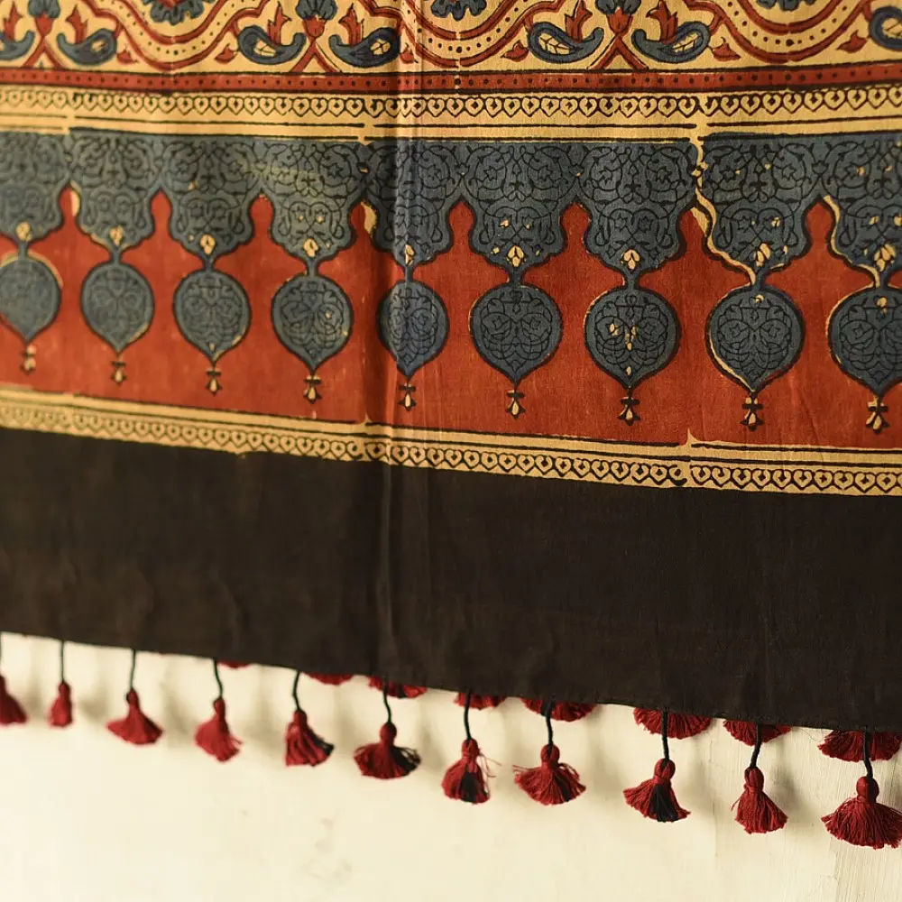 Shop Yellow Pure Cotton Dupatta Ajrakh Block Printed 