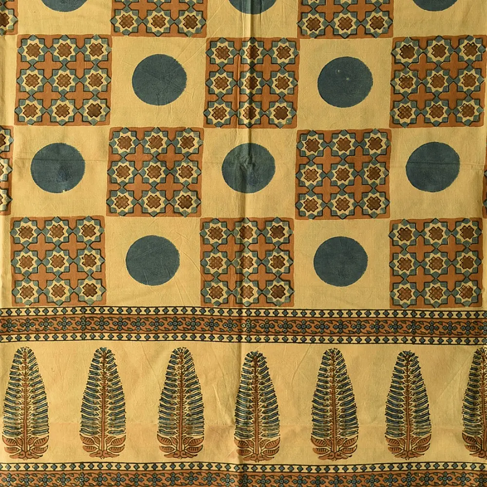 Shop Polka Dot and Geometrical Motif Ajrakh Block Printed Pure Cotton Dupatta 