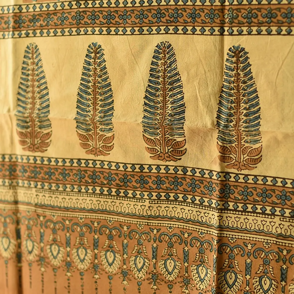 Shop Polka Dot and Geometrical Motif Ajrakh Block Printed Pure Cotton Dupatta 