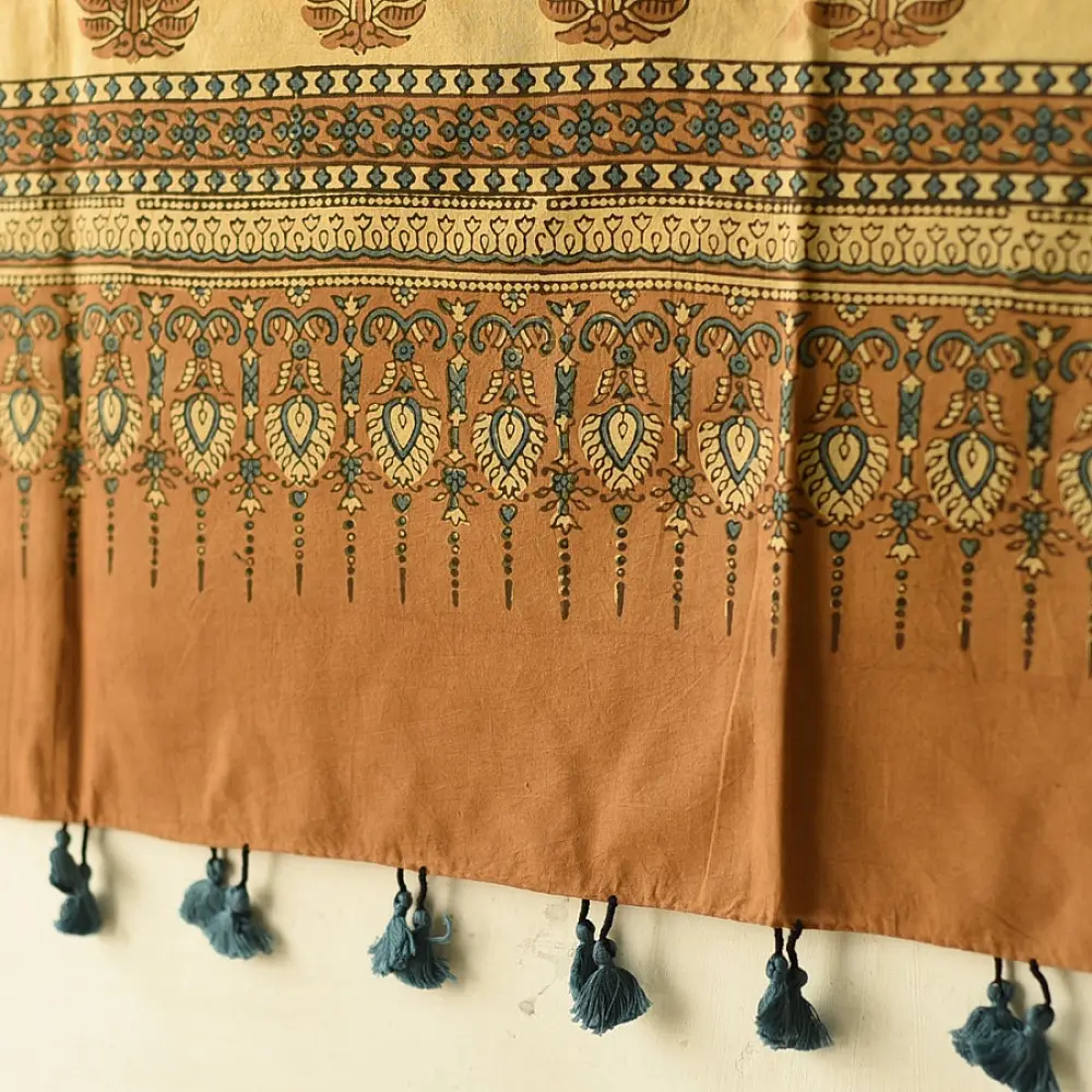 Shop Polka Dot and Geometrical Motif Ajrakh Block Printed Pure Cotton Dupatta 