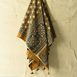 Sakhi . सखी ⁂ Ajrakh Block Printed Pure Cotton Dupatta (44)