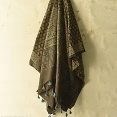 Sakhi . सखी ⁂ Ajrakh Block Printed Pure Cotton Dupatta (45)  