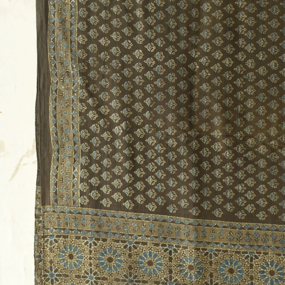 Shop Dual Toned Pure Cotton Ajrakh Block Printed Dupatta
