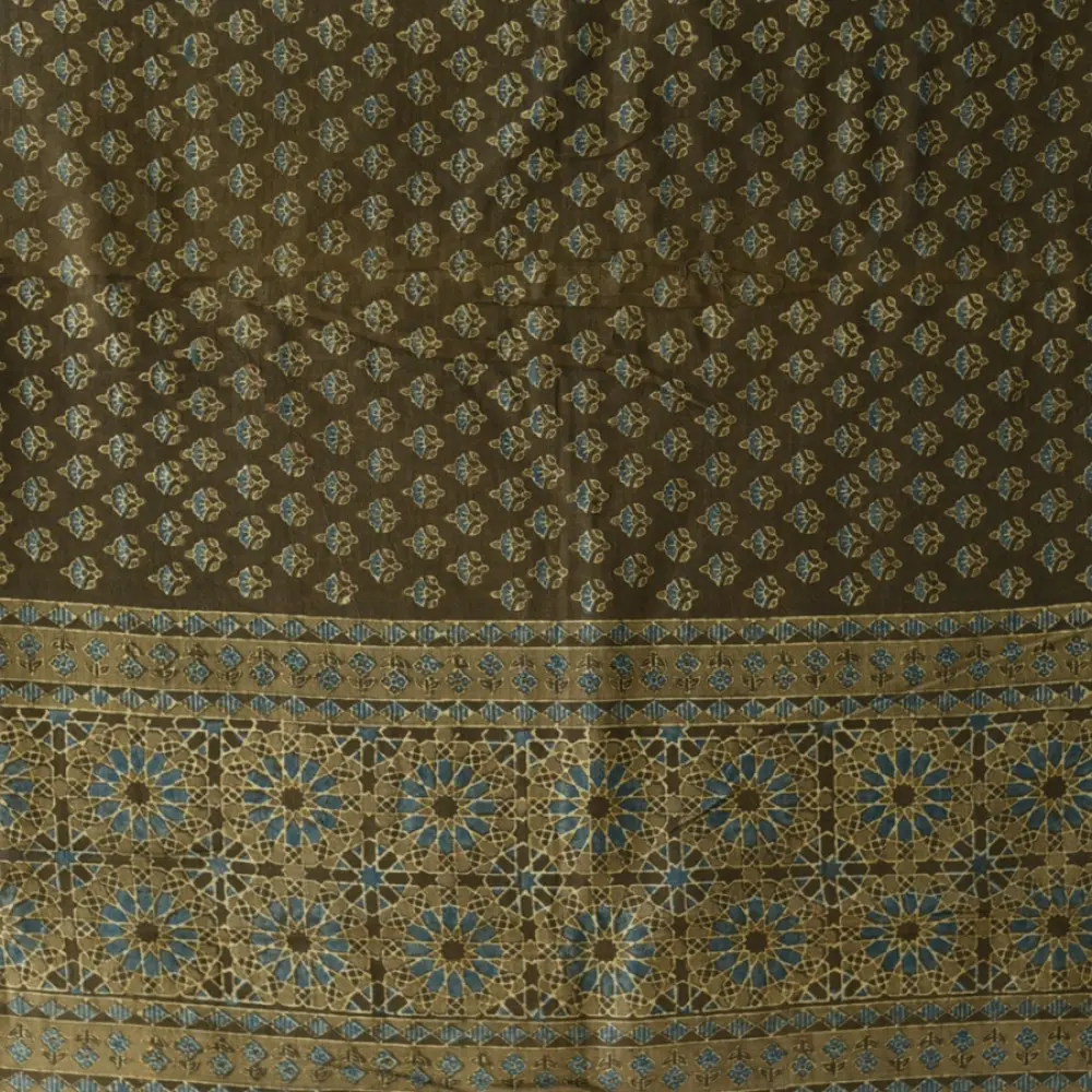Shop Dual Toned Pure Cotton Ajrakh Block Printed Dupatta