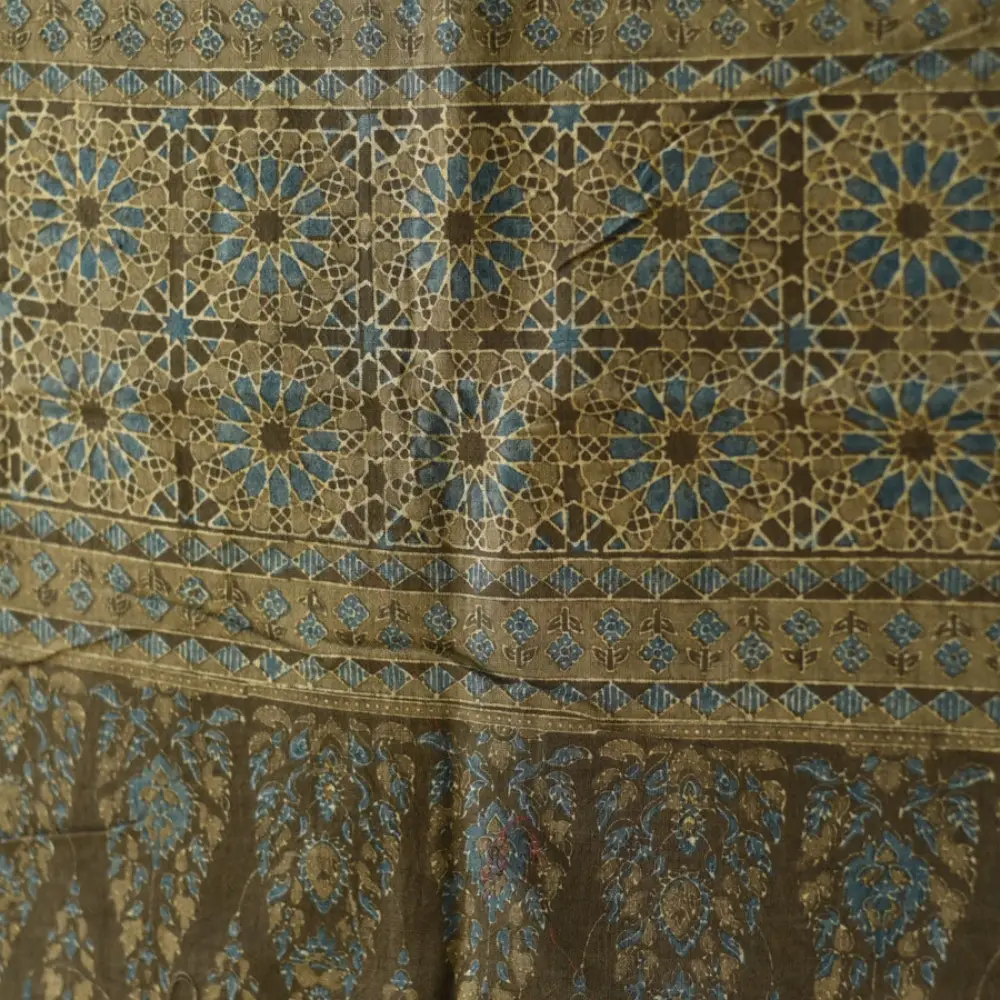 Shop Dual Toned Pure Cotton Ajrakh Block Printed Dupatta
