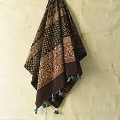 Sakhi . सखी ⁂ Ajrakh Block Printed Pure Cotton Dupatta (50)