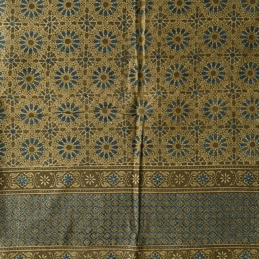 Pure Cotton  Ajrakh Block Printed Dupatta with Tassels 