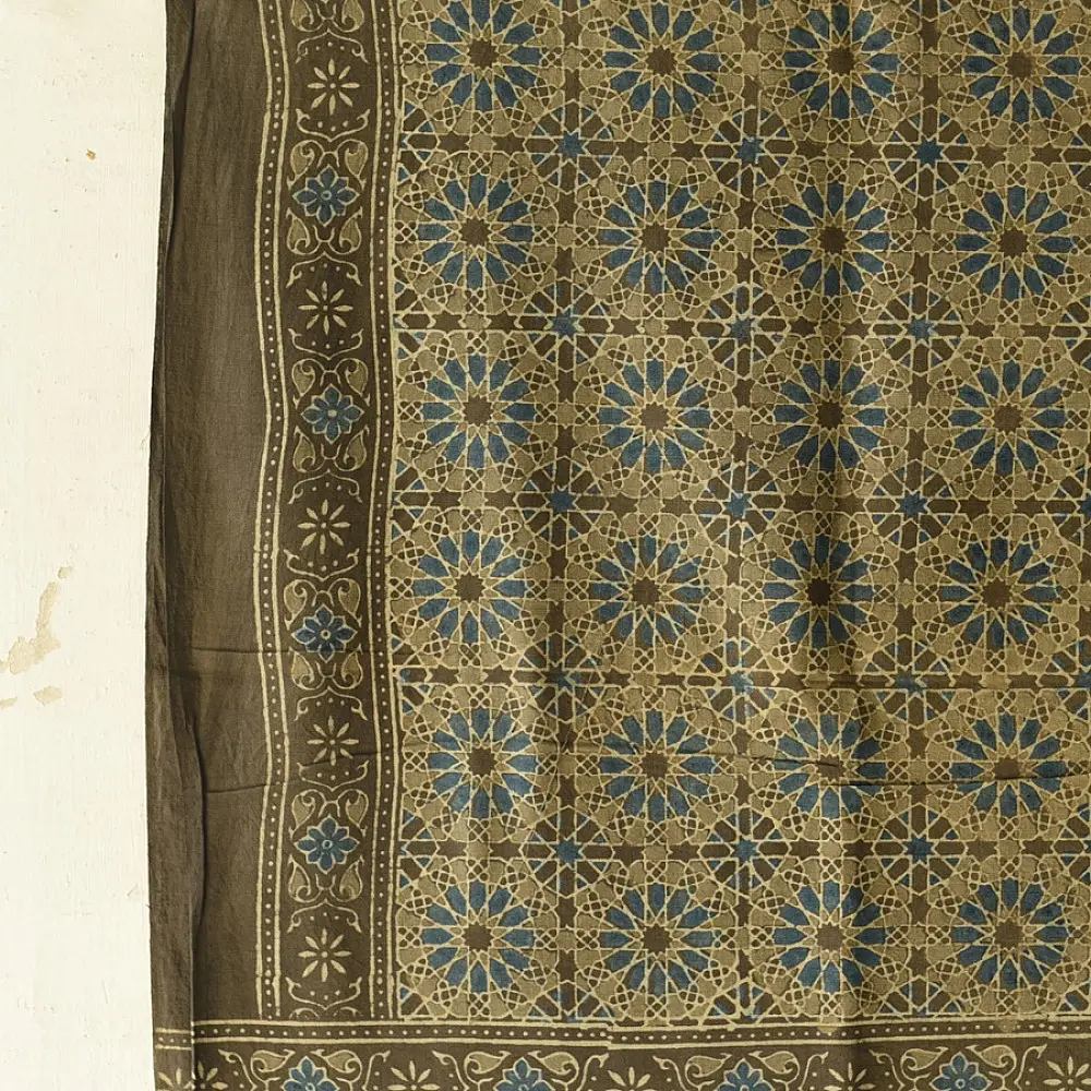 Pure Cotton  Ajrakh Block Printed Dupatta with Tassels 