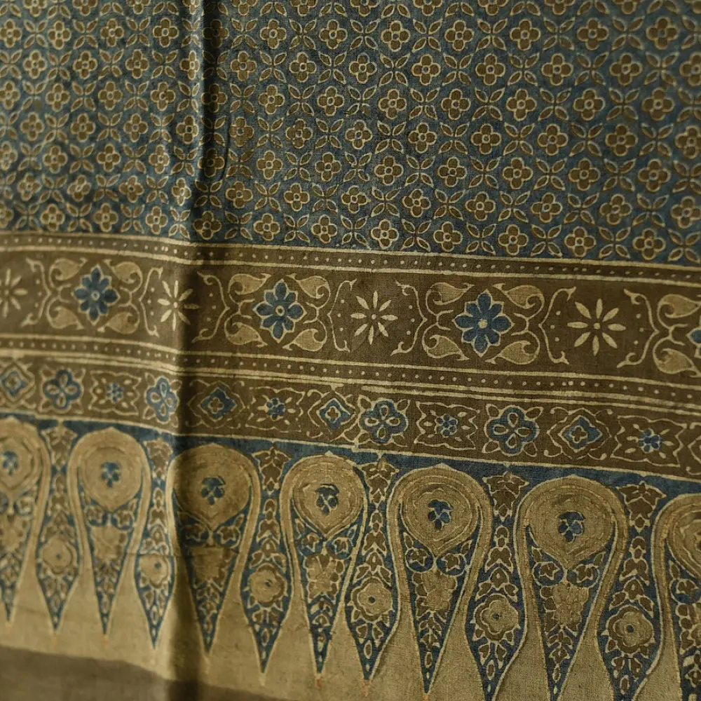 Pure Cotton  Ajrakh Block Printed Dupatta with Tassels 