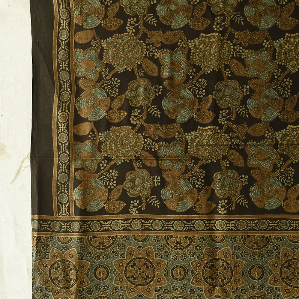 Ajrakh Floral Block Printed Dupatta 