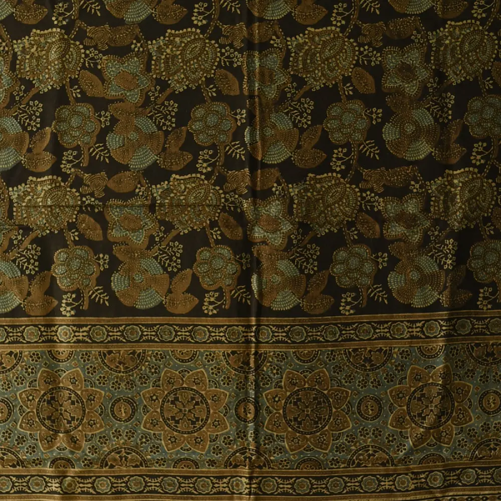 Ajrakh Floral Block Printed Dupatta 