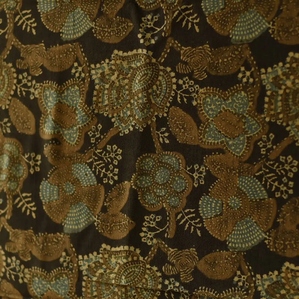 Ajrakh Floral Block Printed Dupatta 
