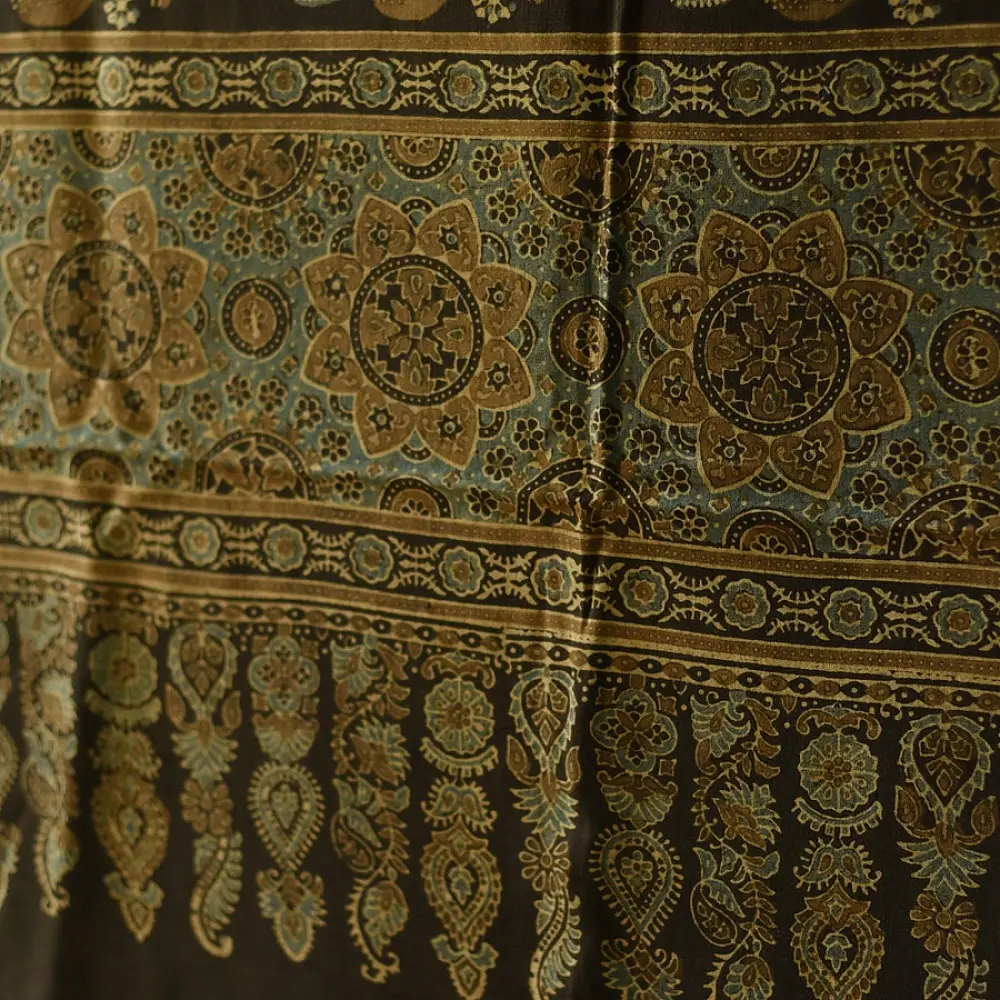 Ajrakh Floral Block Printed Dupatta 