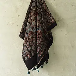 Sakhi . सखी ⁂ Ajrakh Block Printed Pure Cotton Dupatta  (54)