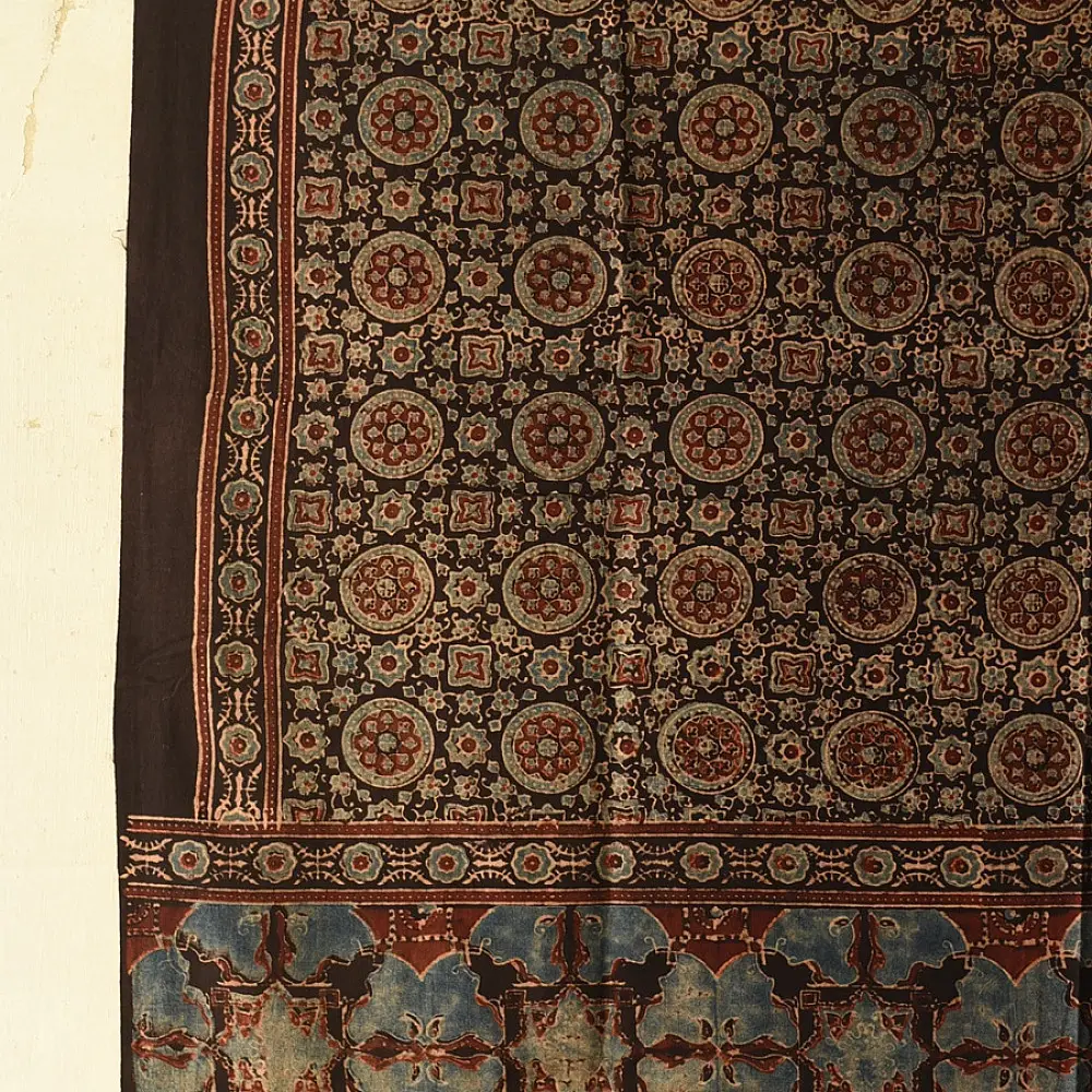 Intricate Motif Block Printed Ajrakh Dupatta