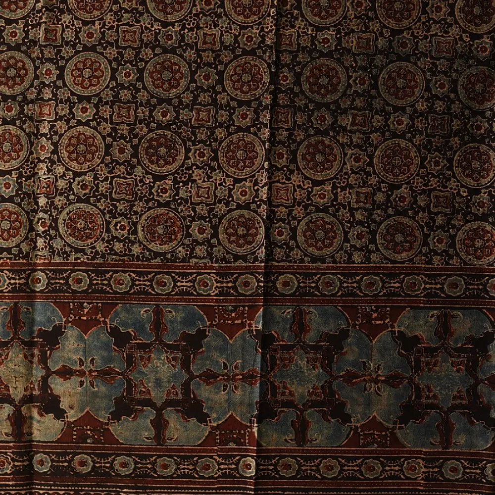 Intricate Motif Block Printed Ajrakh Dupatta
