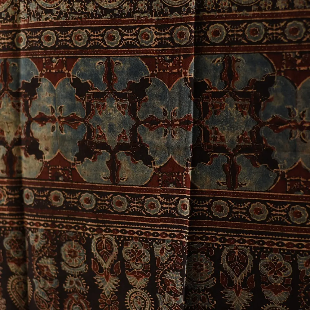 Intricate Motif Block Printed Ajrakh Dupatta