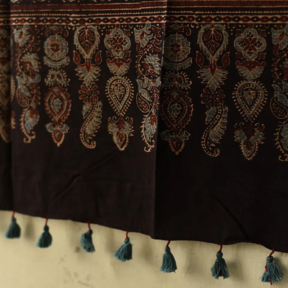 Intricate Motif Block Printed Ajrakh Dupatta