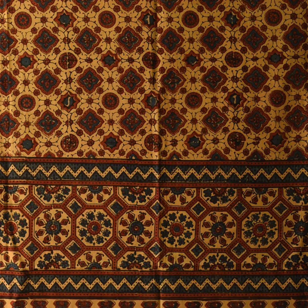 Shop for Yellow Ajrakh Block Printed Cotton Dupatta