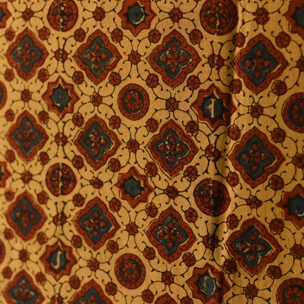 Shop for Yellow Ajrakh Block Printed Cotton Dupatta