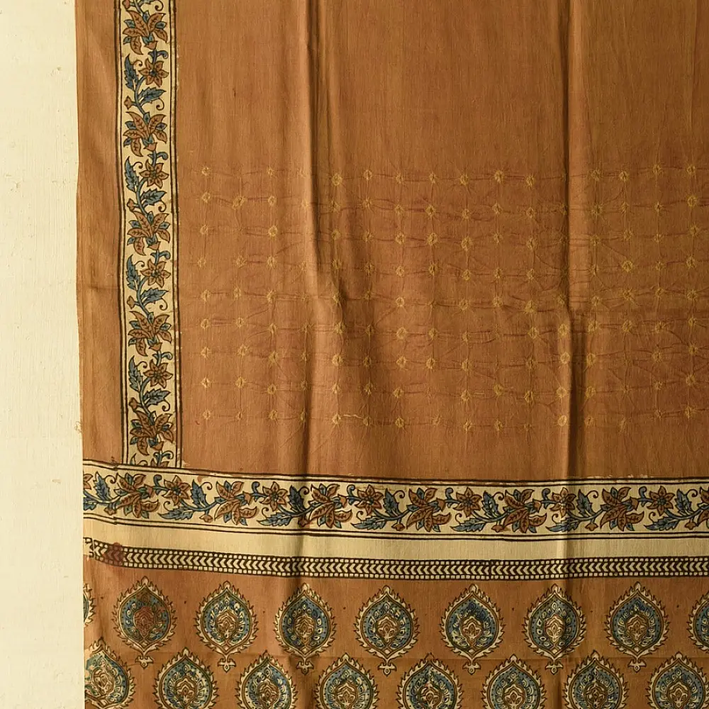Shop Orage and Yellow Pure Cotton Ajrakh Block Printed Dupatta