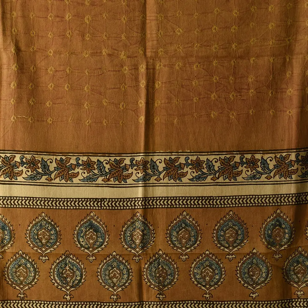 Shop Orage and Yellow Pure Cotton Ajrakh Block Printed Dupatta
