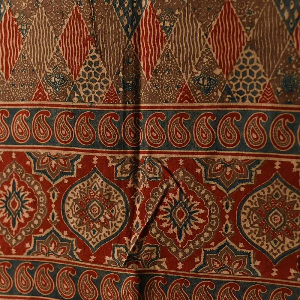 Authentic Ajrakh Cotton Dupatta Artisan Craft Detail