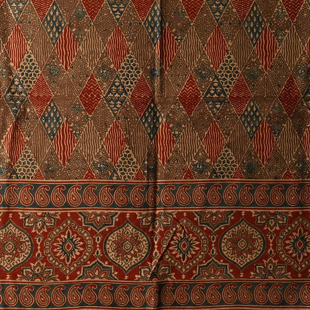 Authentic Ajrakh Cotton Dupatta Artisan Craft Detail