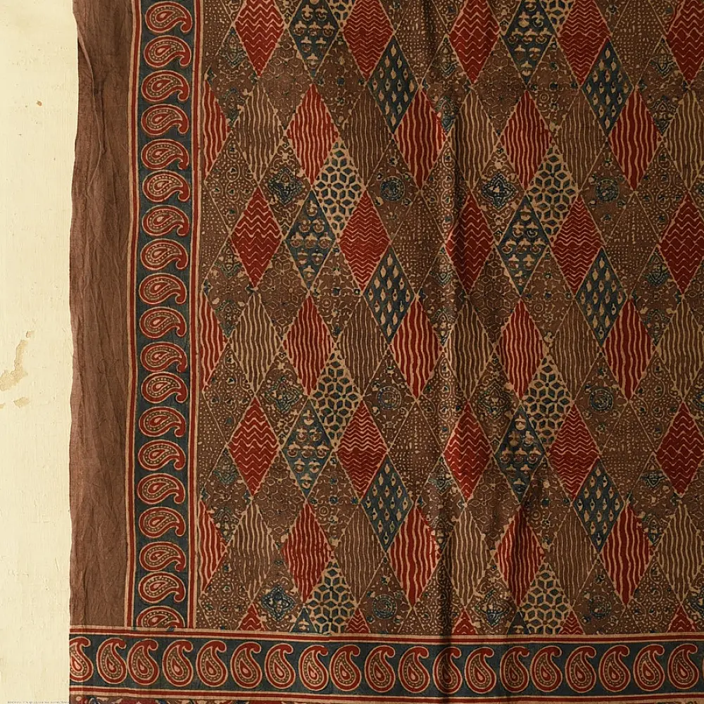 Authentic Ajrakh Cotton Dupatta Artisan Craft Detail