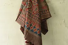 Sakhi . सखी ⁂ Ajrakh Block Printed Pure Cotton Dupatta (58)