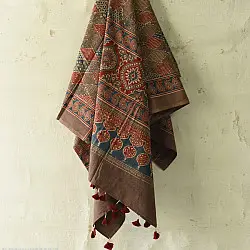 Sakhi . सखी ⁂ Ajrakh Block Printed Pure Cotton Dupatta (58)