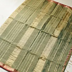 Joon . जून ☽ Handloom Maheshwari Cotton by Tissue Saree - Green