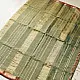 sage green handloom maheshwari tissue silk cotton saree with broad golden zari panels and red borders for women