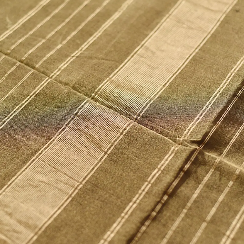 buy Handloom Maheshwari Cotton by Tissue Saree - Black & Golden Zari