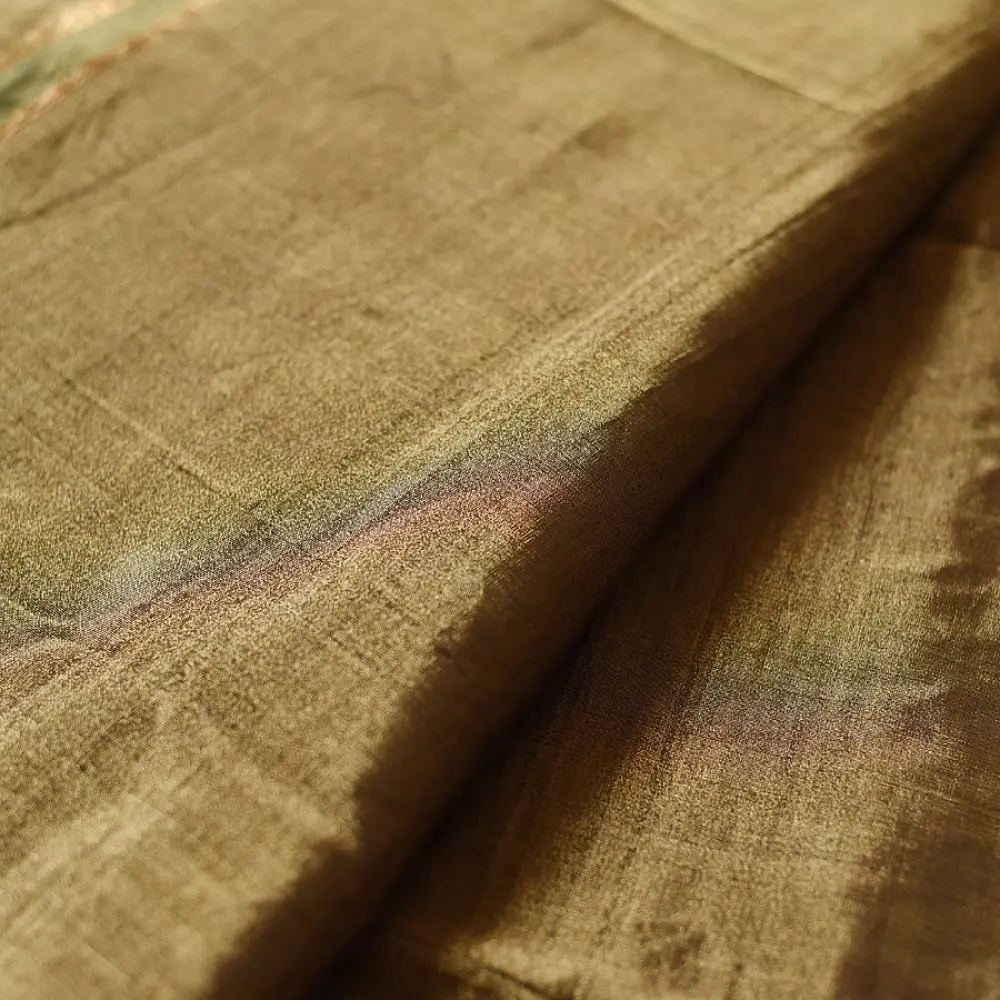 buy Handloom Maheshwari Cotton by Tissue Saree - Black & Golden Zari