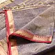 violet and gold handloom maheshwari tissue silk cotton saree with fine striped body and red borders for women