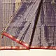 violet and gold handloom maheshwari tissue silk cotton saree with fine striped body and red borders for women