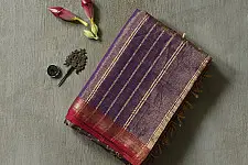 Joon . जून ☽ Handloom Maheshwari Cotton by Tissue Saree - Violet