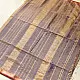 violet and gold handloom maheshwari tissue silk cotton saree with fine striped body and red borders for women