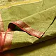 leaf green and gold handloom maheshwari tissue silk cotton saree with fine striped body and red borders for women