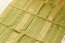 Joon . जून ☽ Handloom Maheshwari Cotton by Tissue Saree - Leaf Green